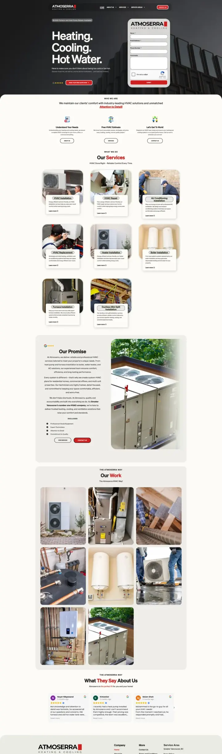 Atmoserra website, designed by Small World Marketing