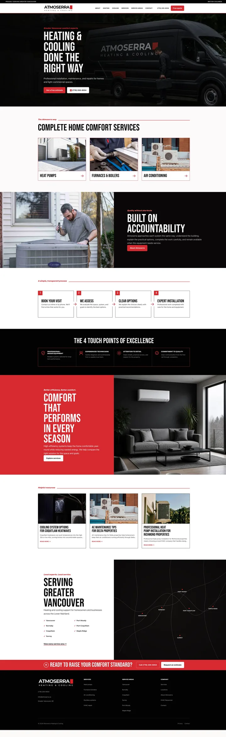 Atmoserra website, designed by Small World Marketing