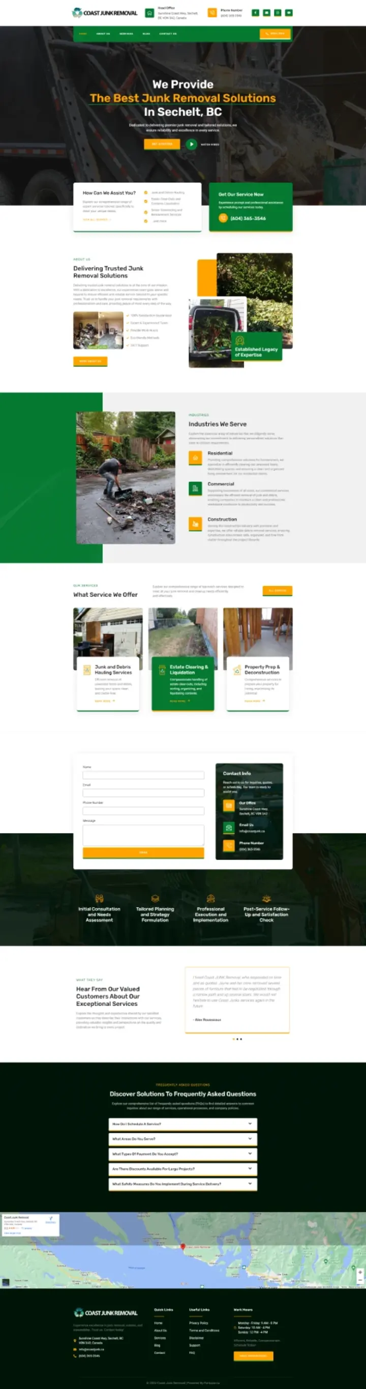 Coast Junk Removal website, designed by Small World Marketing
