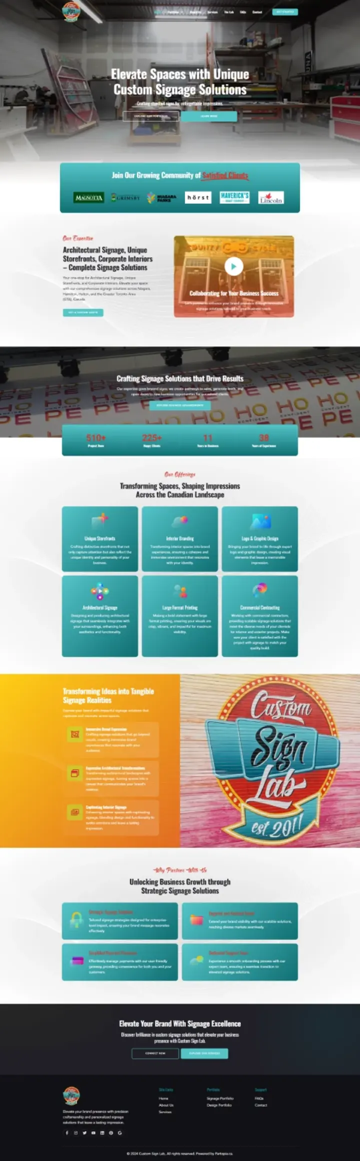 Custom Sign Lab website, designed by Small World Marketing