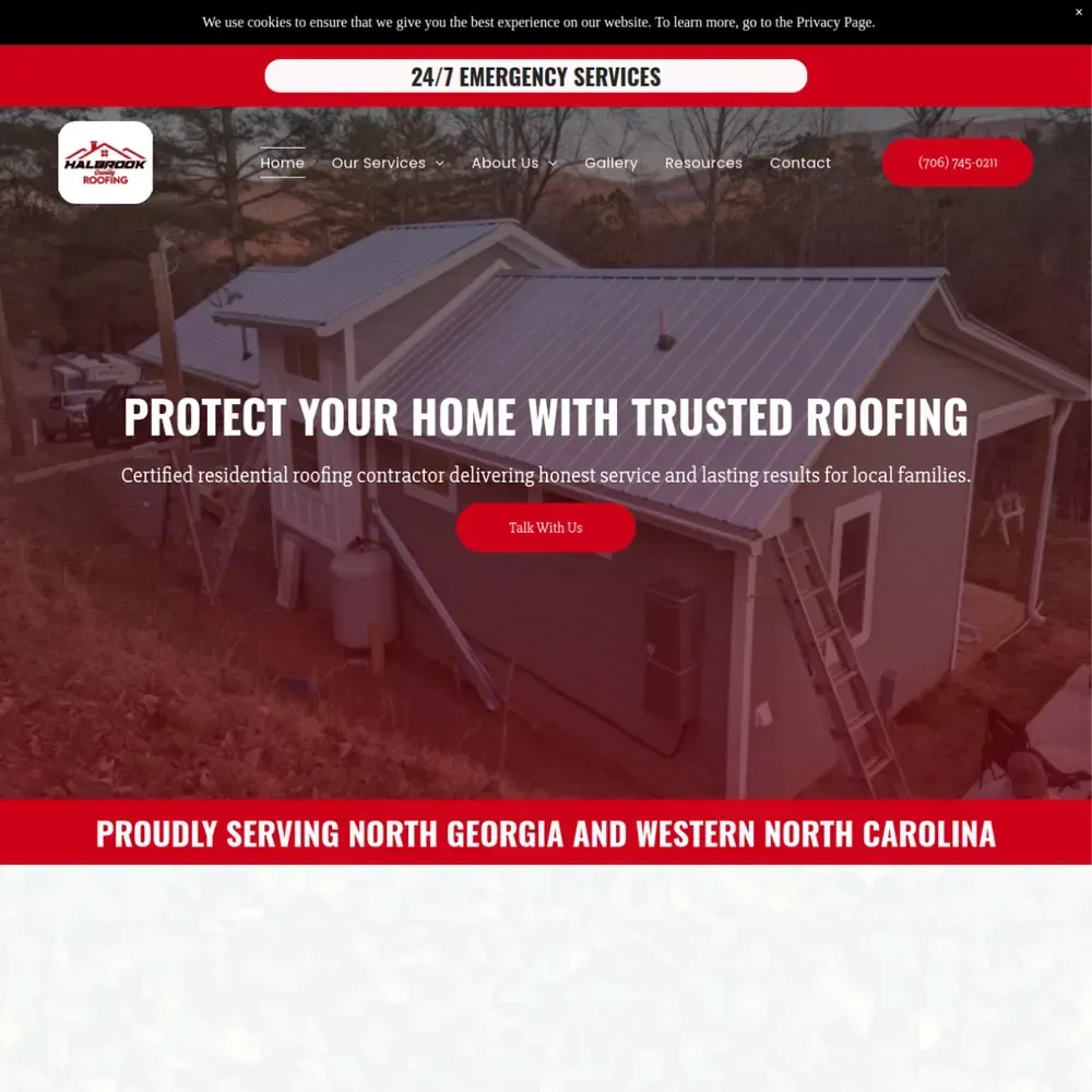 Halbrook Roofing website, designed by Small World Marketing