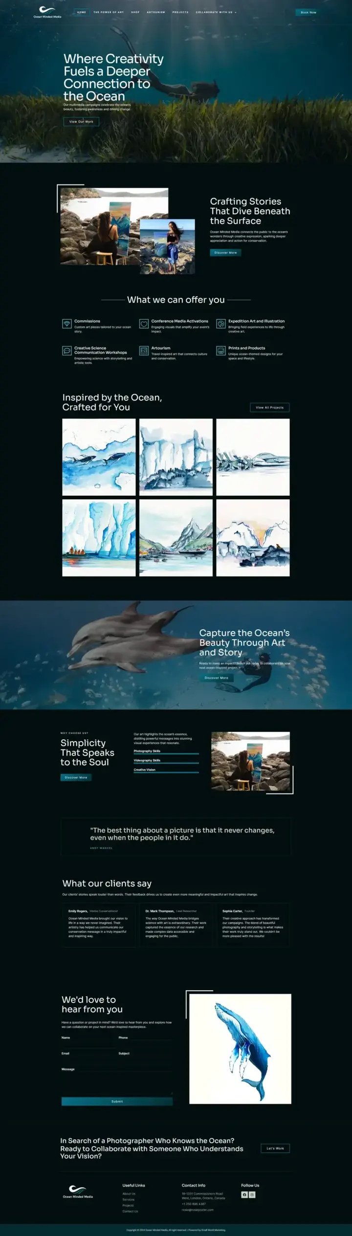 Ocean Minded Media website, designed by Small World Marketing
