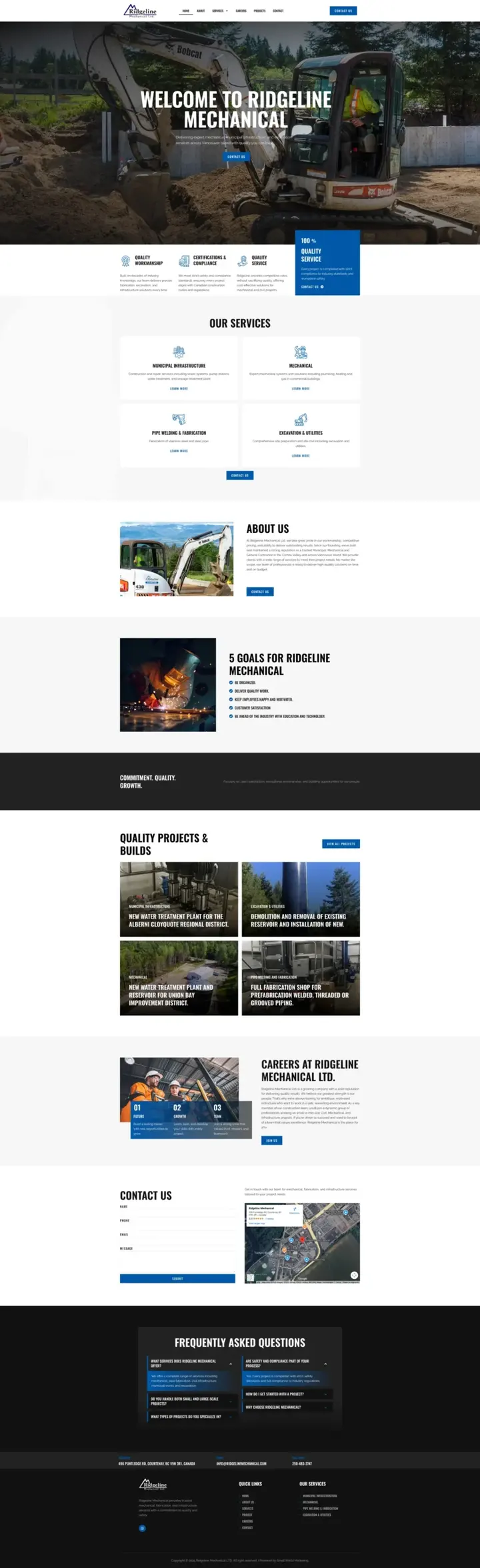 Ridgeline Mechanical website, designed by Small World Marketing