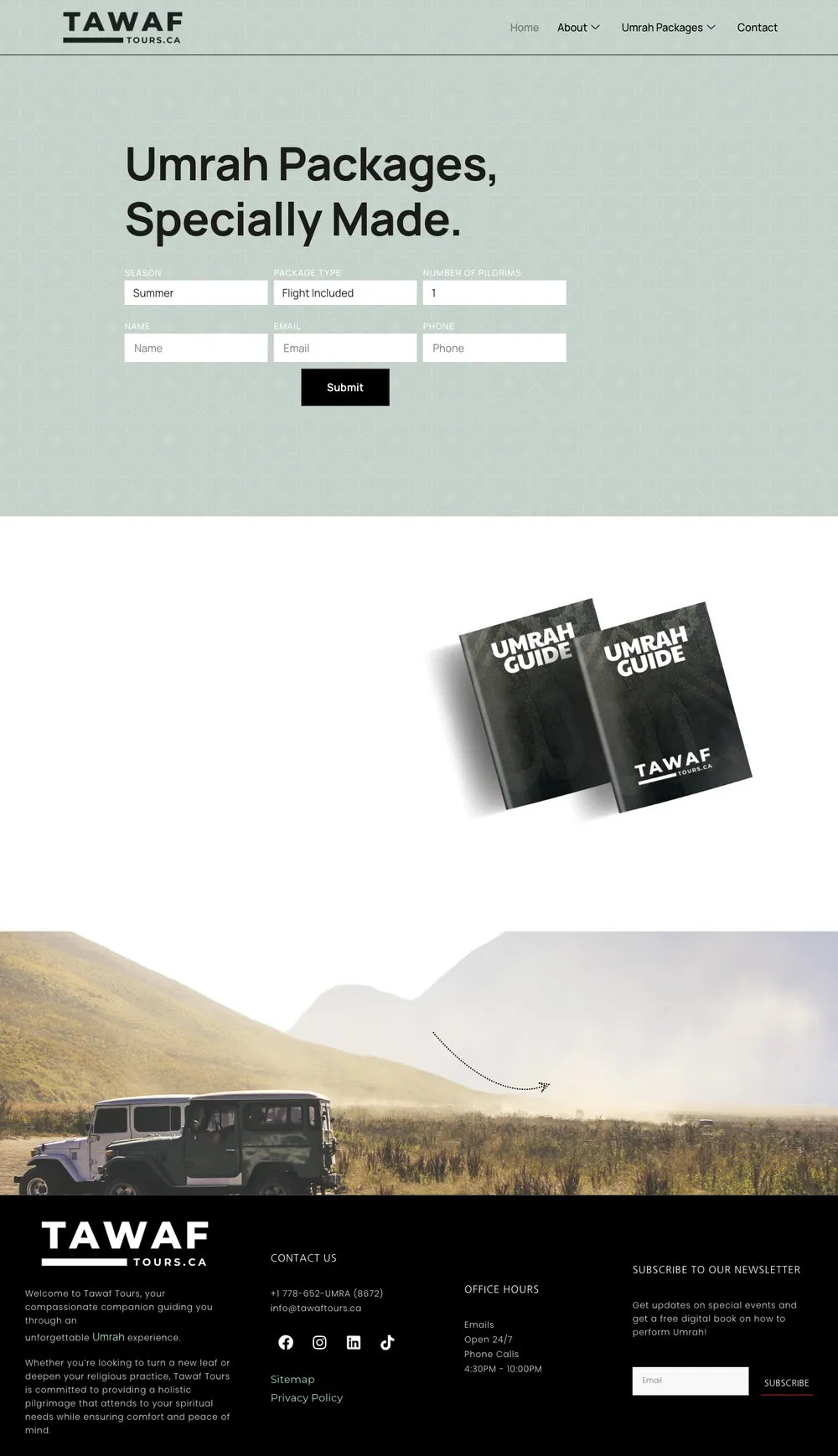 Tawaf Tours website, designed by Small World Marketing