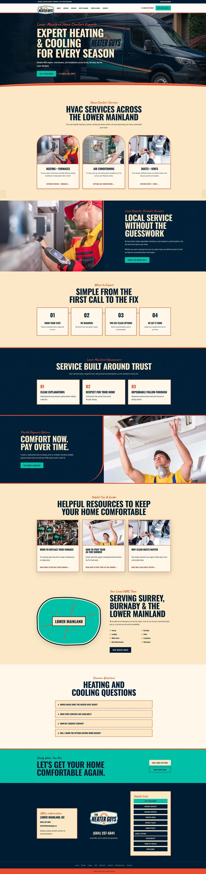 The Heater Guys website, designed by Small World Marketing